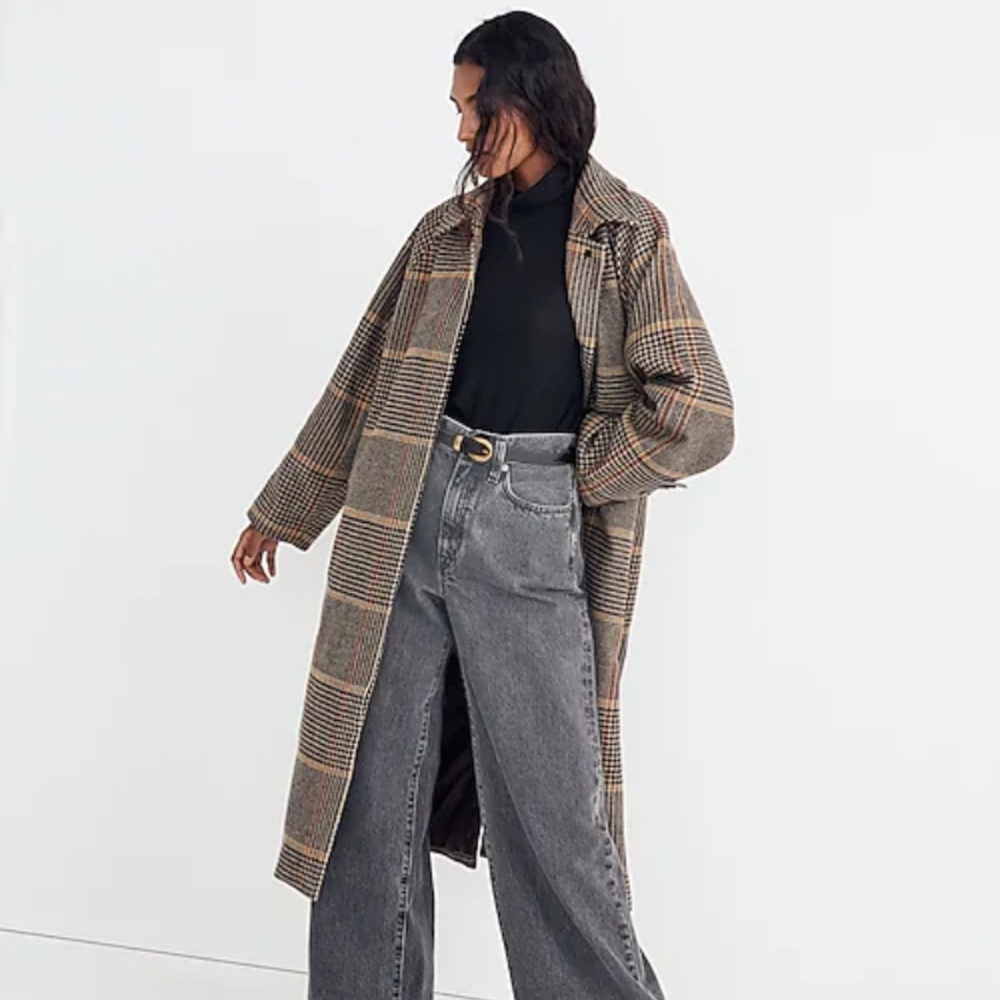 Madewell oversized car coat in glen plaid